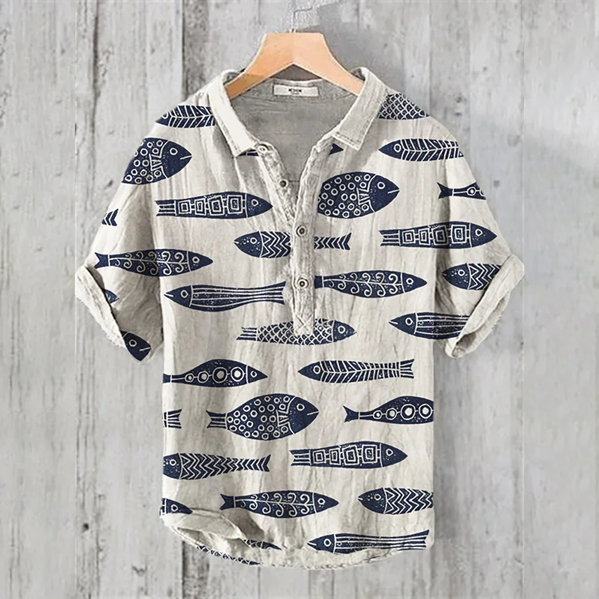 3D Printed Fish Shirt Mens Ocean Octopus Koi Wave Hawaiian Short Sleeve Button Down Casual Summer Beach Nautical Loose Marine