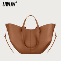 UWUW Women's Luxury Cowhide Large Capacity Tote Bag Fashion Trends Pleated Hand-held Shoulder Bag Purses And Handbags
