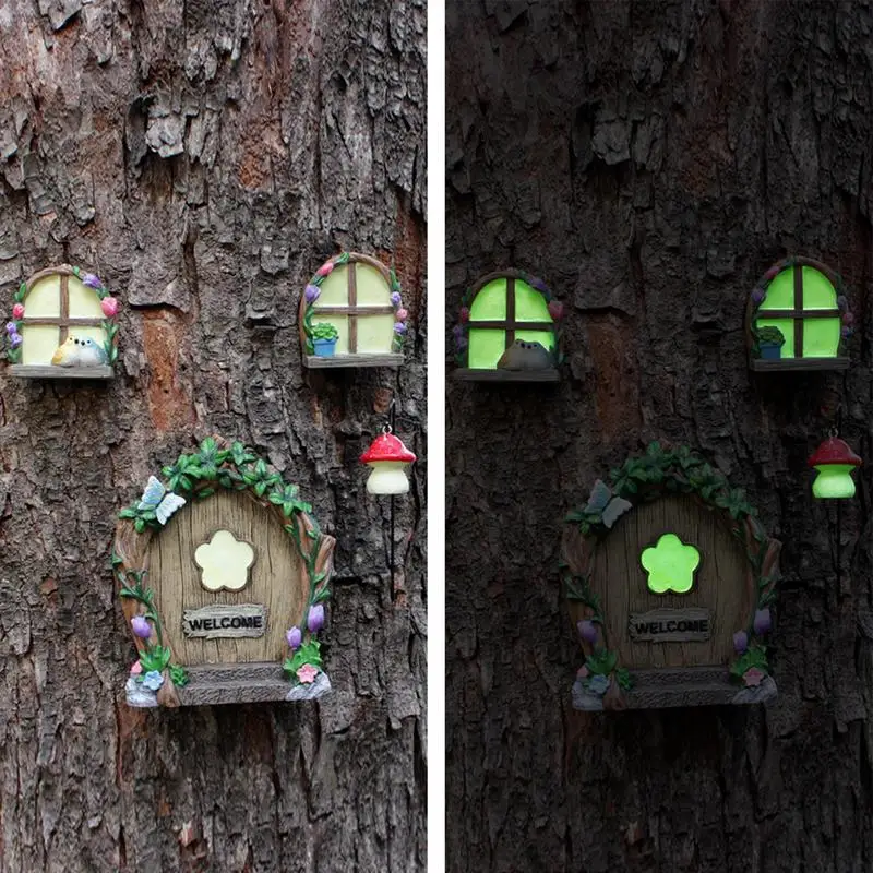 Fenster Miniatur für Garten leuchten Harz Miniatur für Garten mystische Fenster Ornamente für Wald atmosphäre für Garten