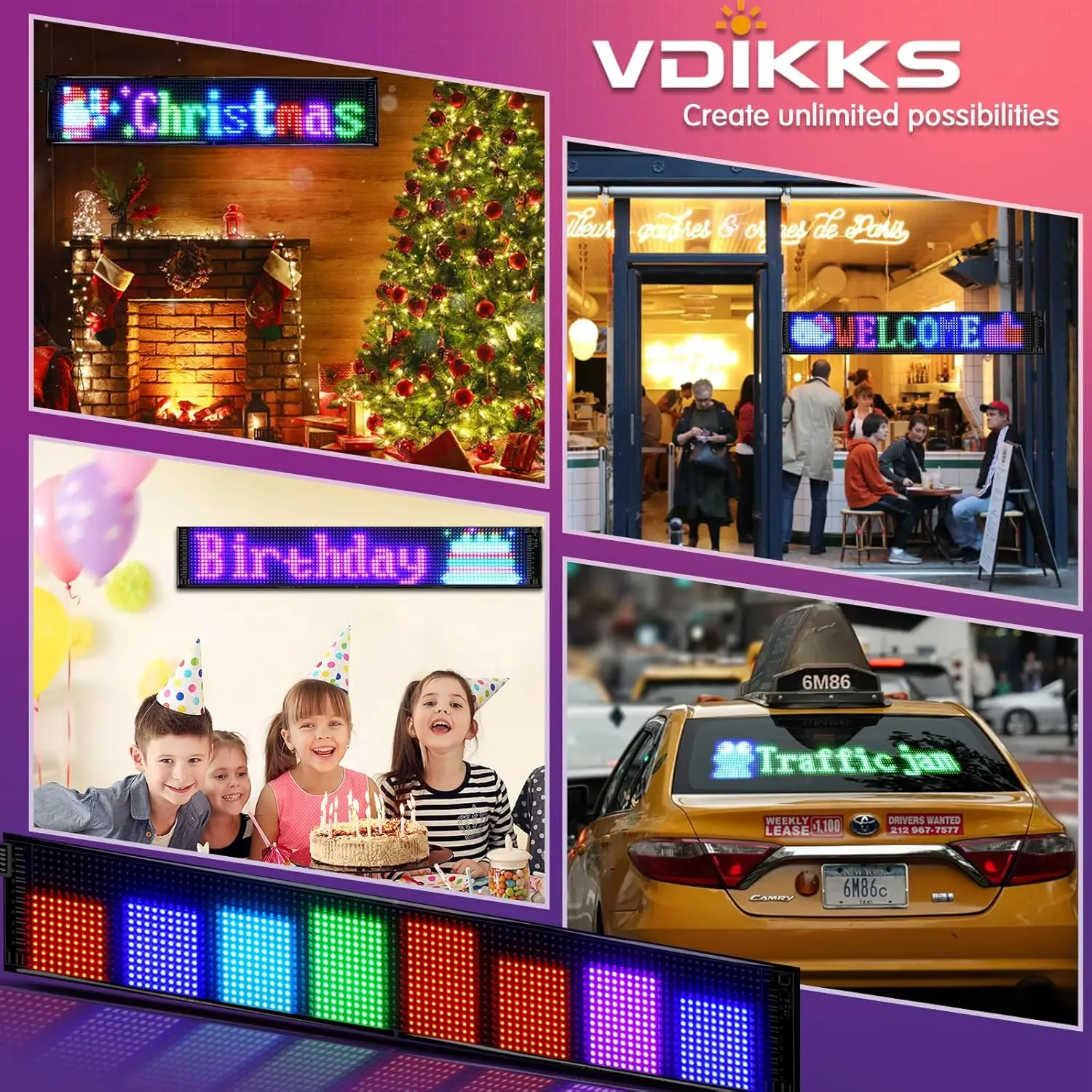Programowalny elastyczny panel LED Matrix RGB z animacją przewijaną tekstem do reklamy biznesowej, samochodowej, sklepowej, barowej, festiwalowej