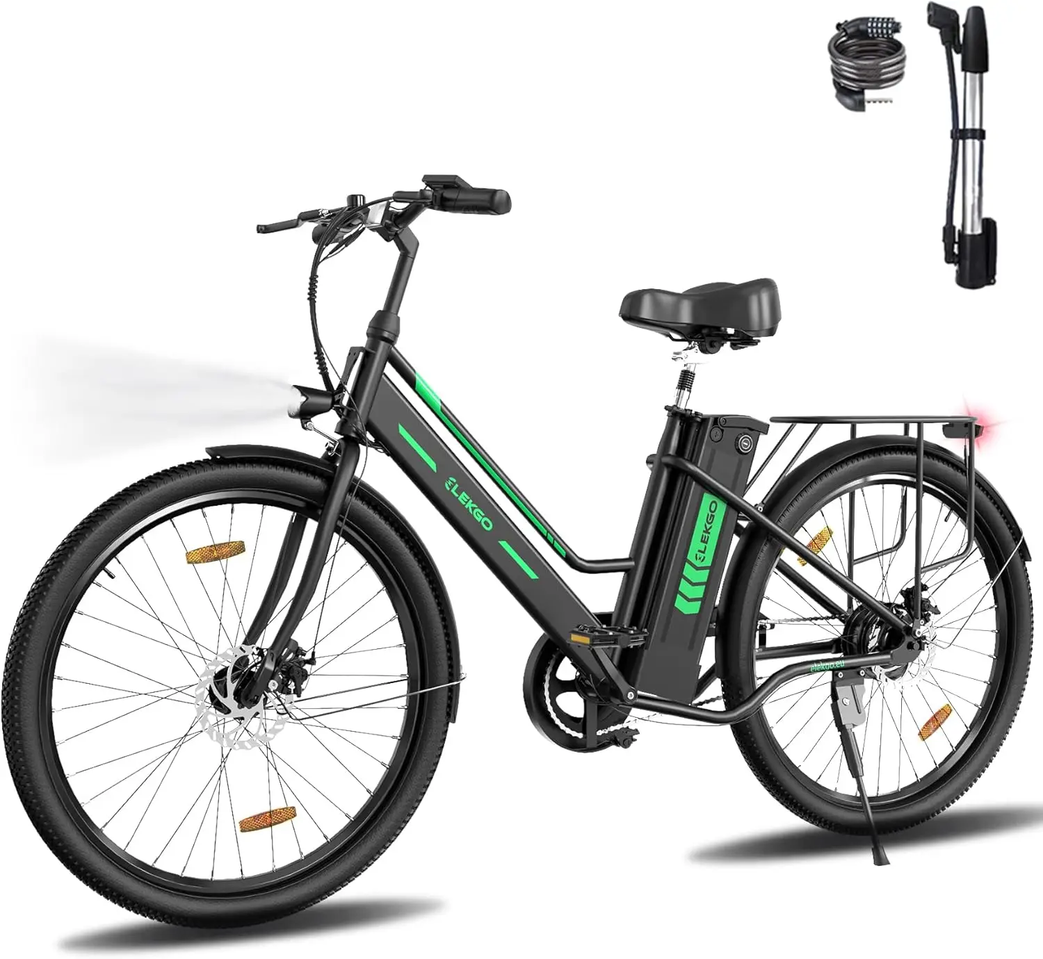 Bici elettrica da 26 ELEKGO assistita a pedale, batteria da 8,4 Ah, 250 W, schermo LCD, bici elettrica da città per adulto, portata 35-70 KM