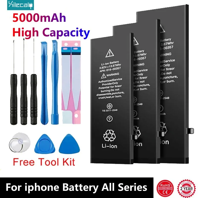 Xilecaly Original High-quality Battery For iPhone SE 5 6 6S 5S 7 8 Plus X Xs Max XR 11 Pro Mobile Phone With Free Tools Sticker