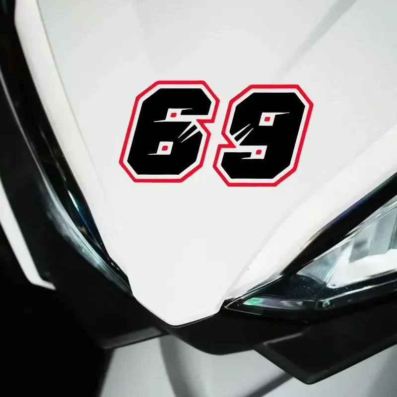Black Red 0-9 Number Motorcycle Racing Stickers  Waterproof Vinyl Decal For Motorcycle Helmet Tank Fairing Car Body Laptop Decor