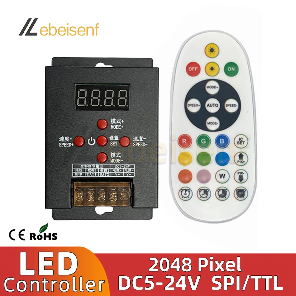 T-500 SPI TTL 5Key LED All Magic Color Controller 2048 Pixel e RF 25 tasti telecomando Dimmer per WS2811 WS2812 RGB Strip Light