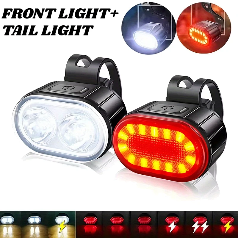 

Front Rear Bike Lights Rechargeable Bicycle Cycling USB Flashlight for Bicycle Lighting Front/Rear/Set Bike Lantern Accessories