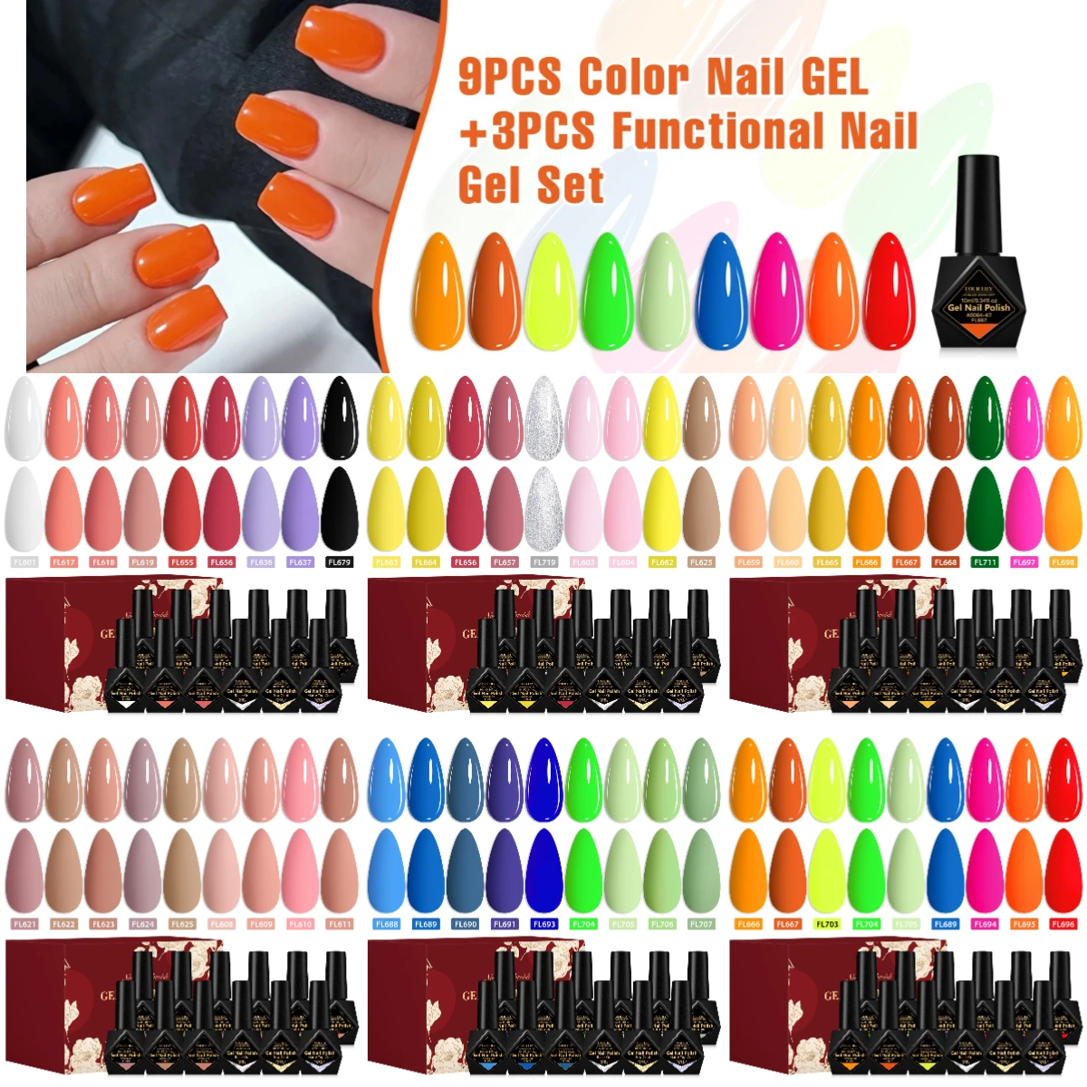 

12 шт./компл. гель-лак для ногтей «сделай сам», ярко-розовый полуперманентный замачиваемый УФ-светодиодный гель для дизайна ногтей, набор маникюрных лаков