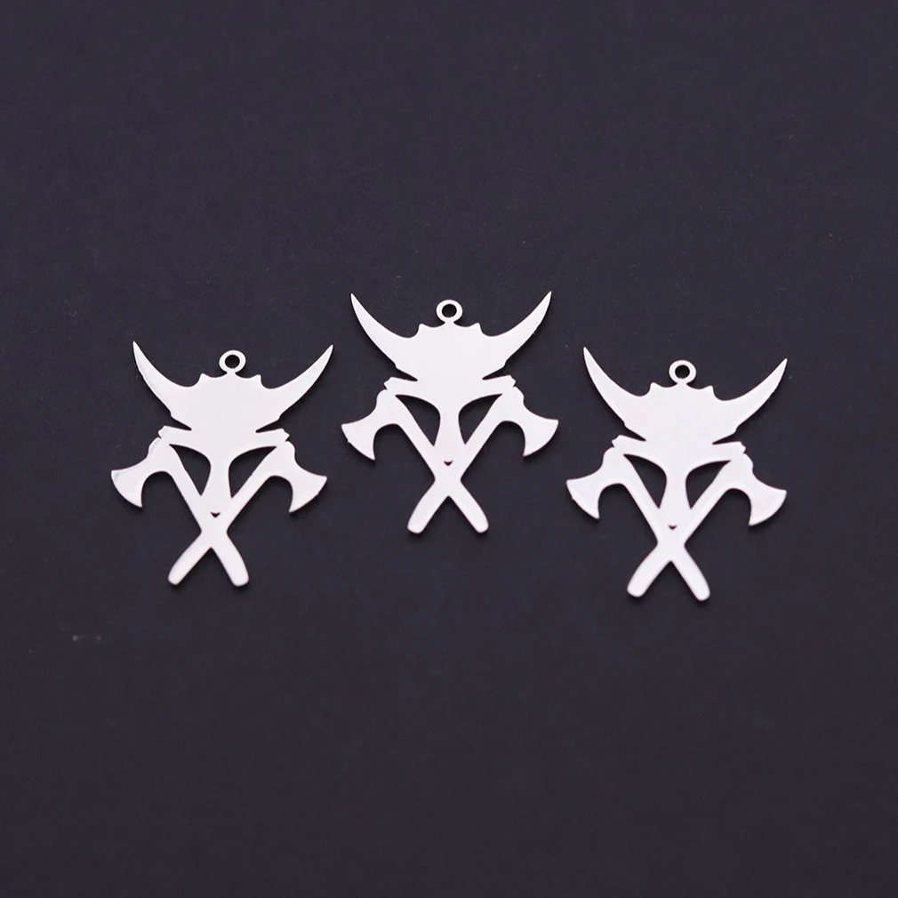3pcs DIY Gothic Crossed Axe Horn Earring Hollow Stainless Steel Pendant Charms for Jewelry Making Bracelet Women Craft Supplies