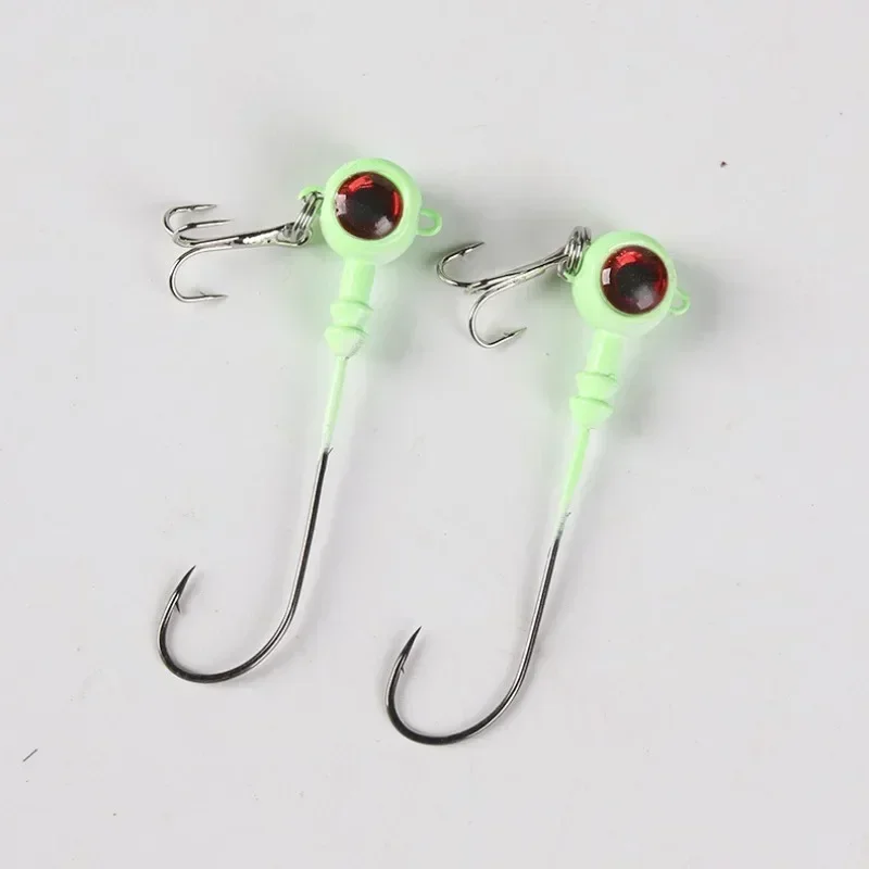 Fishing Hooks Crank Head Hooks Luminous Head Jig Lure Carbon Steel Treble Hook Artificial Baits Fishing Tackle Accessories Goods