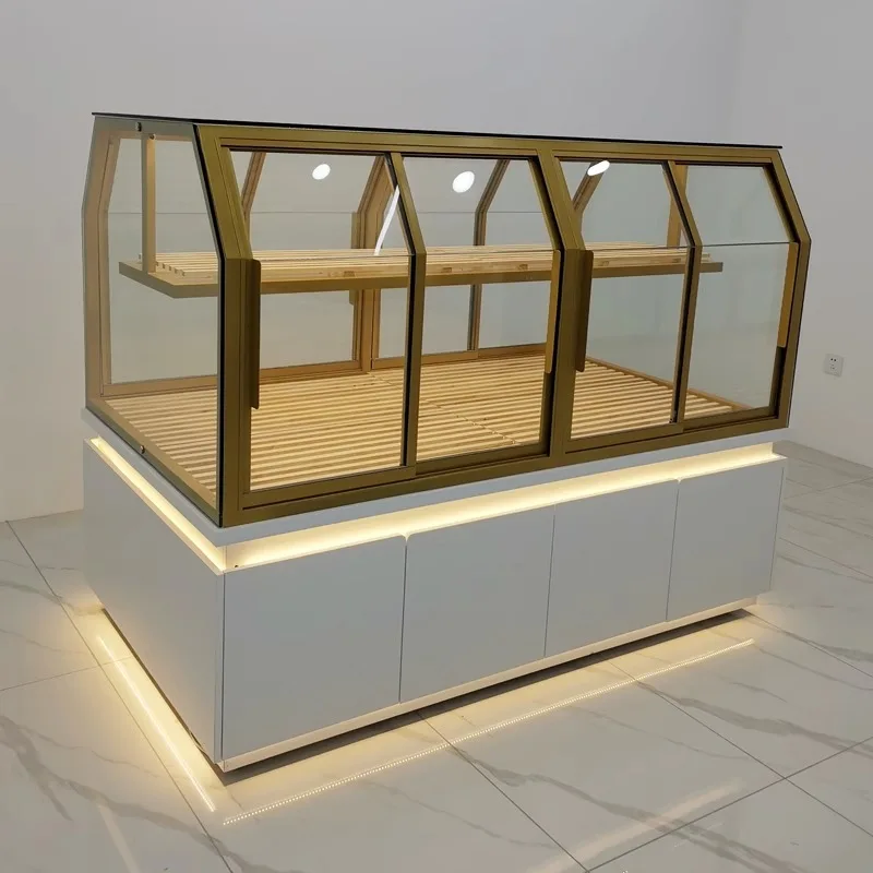 custom.Customizable Bakery Island Counter Shopping Mall Baking Cake Bread Dim Sum Retail Shop Design Glass showcase Display