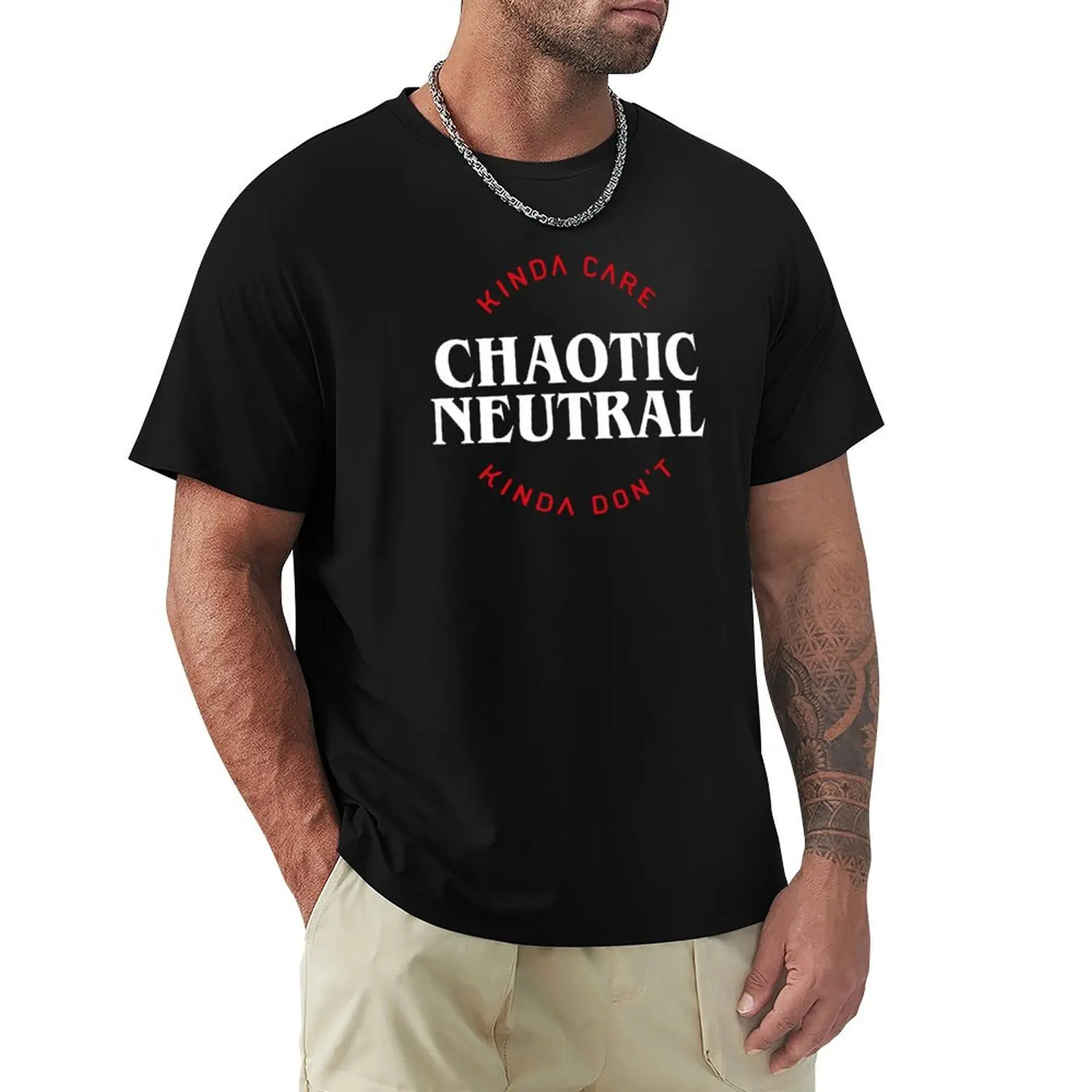 

Funny Chaotic Neutral Alignment Kinda Care Kinda Don't Tabletop RPG Addict T-Shirt Funny t-shirt t shirts for men graphic