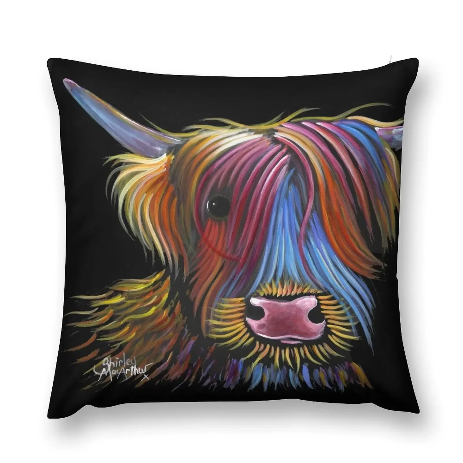 Scottish Highland Cow ' PoDGER ' by Shirley Macarthur Throw Pillow home decor items Pillow Covers Decorative pillow