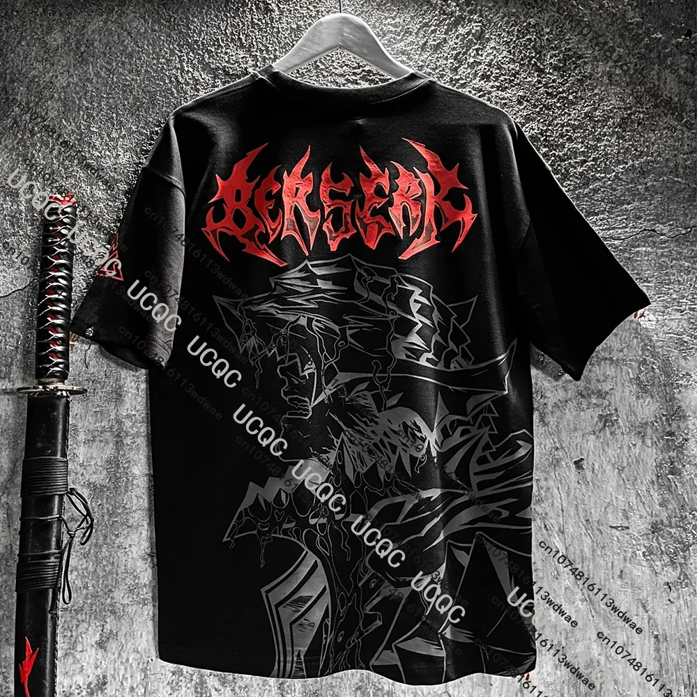 Berserk لهب الجمجمة المطبوعة المتضخم الرجال تي شيرت العصرية الشارع هالوين الجرافيك الرياضة الرجال الصالة الرياضية تجريب الذكور القوطية الشرير