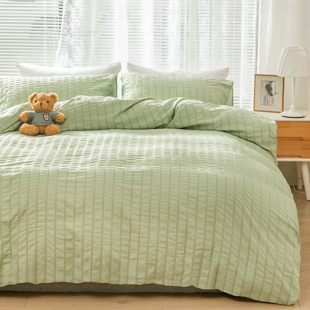 

Duvet Cover Bedding Set 200x200 Double King Queen Single Size 2 People 220x240 Nordic Bed Cover 135 Seersucker Quilt Cover
