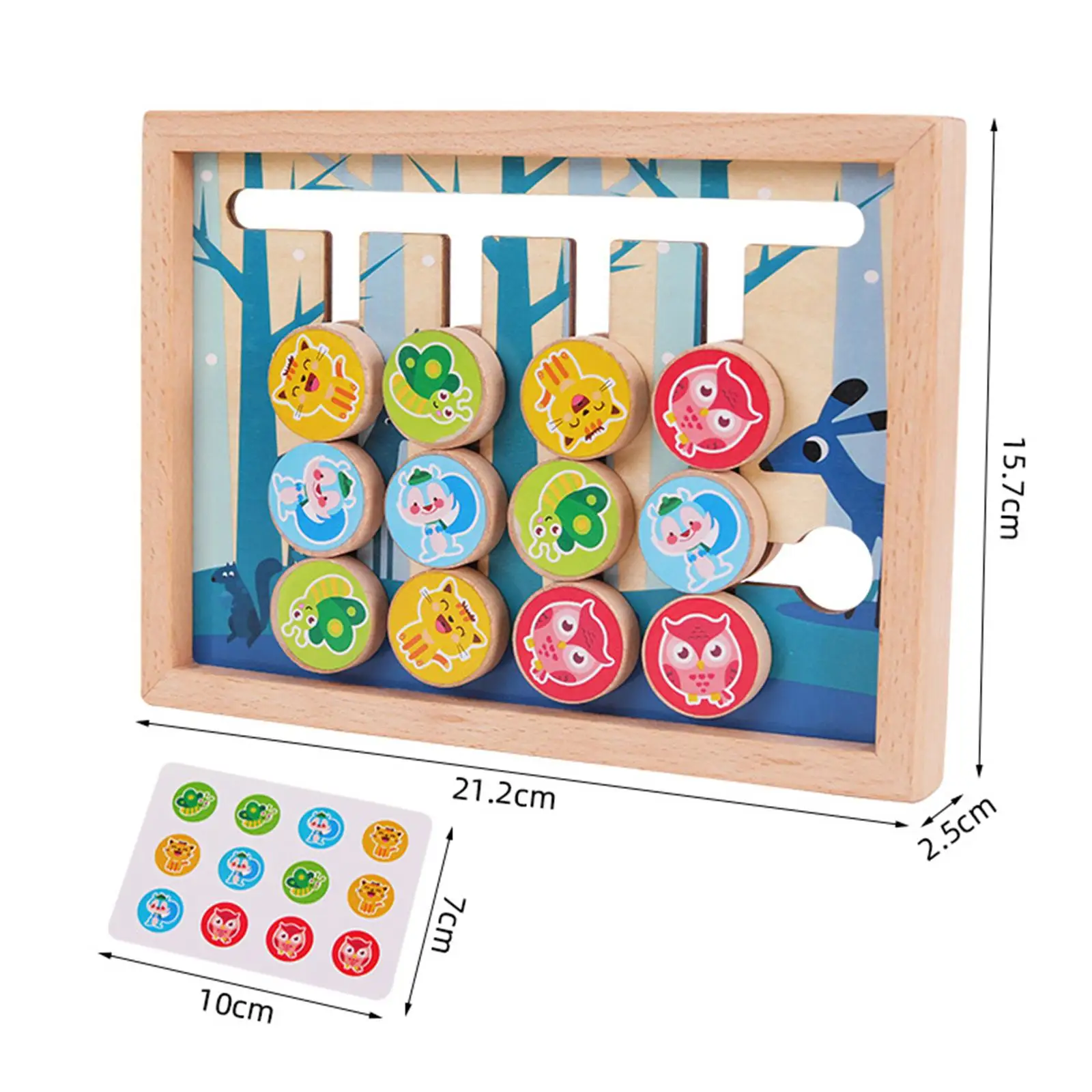 Slide Puzzle Color Sorting Game Montessori Wooden Toy Double Sided Matching Preschool Logical Brain Teaser for Kids Ages 2 3 4 5