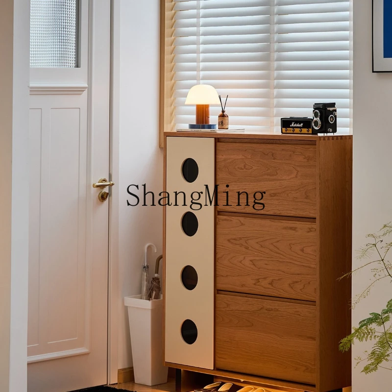 

ZYY home shoe cabinet home indoor antique solid wood tipping bucket cherry wood entrance cabinet