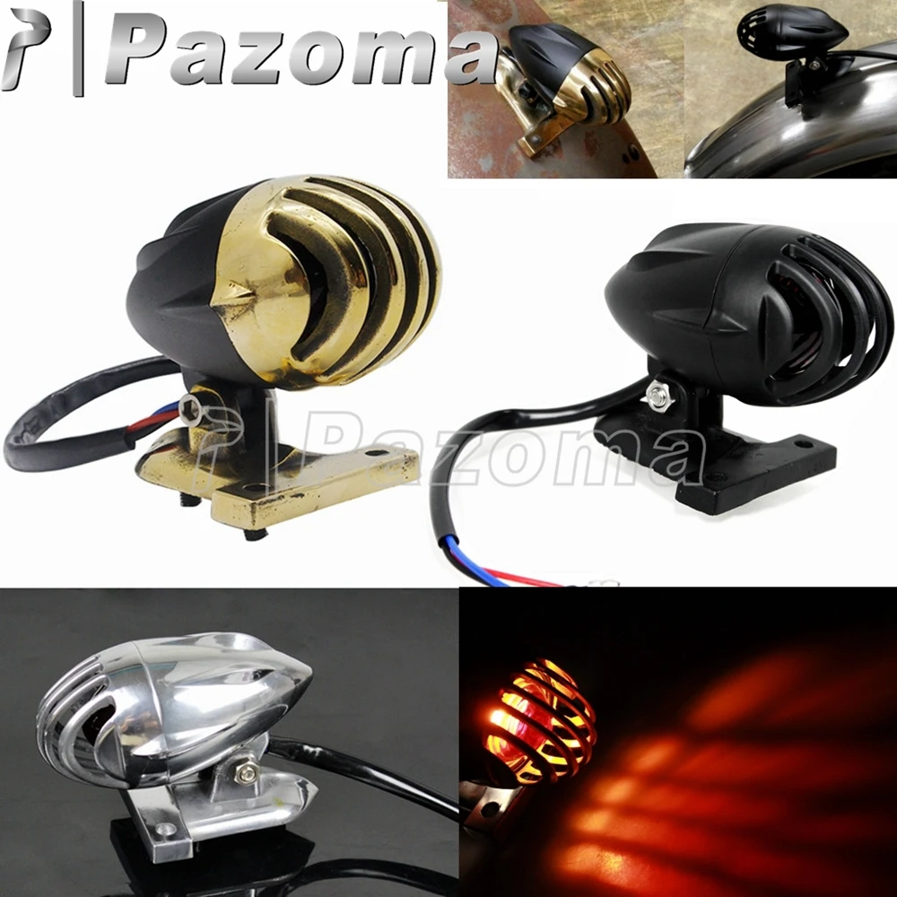 

Universal 12V 23/8W Motorcycle Tail Light Grill Retro Rear Brake Lamp For For Harley Chopper Bobber Cafe Racer Sportster XS650