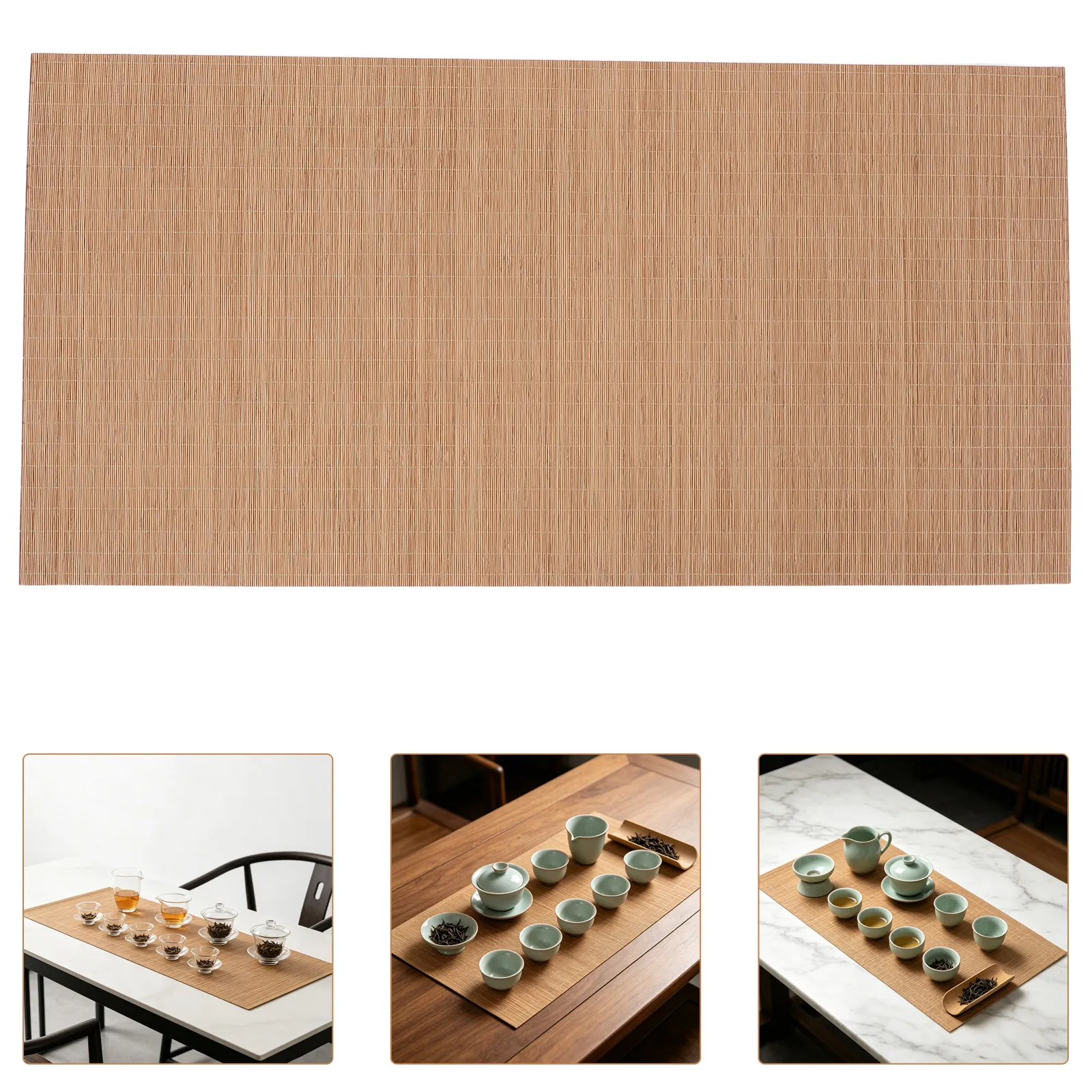 Bamboo Tea Mat Woven Handmade Decorative Dining Table Runner Cuttable Tea Ceremony Table Mat Farmhouse Kitchen