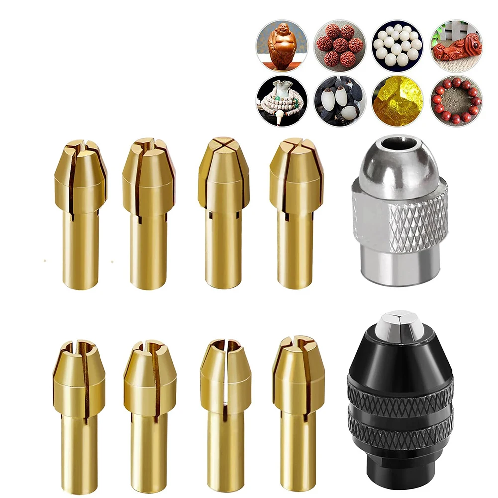 Kit de pinces de mandrin de perceuse en laiton, écrou de perceuse rotatif, mandrin de foret pour outils éloignés, pince de mandrin, outils électriques, 0.8-3.2mm, 10 pièces