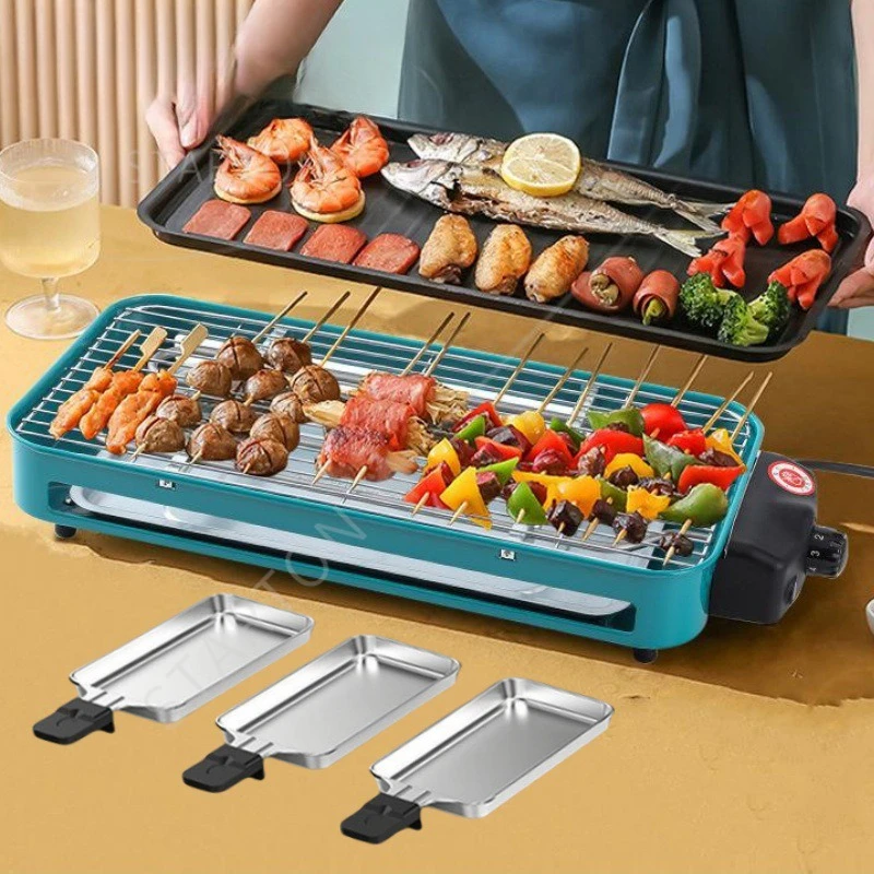 Electric Raclette Grill Machine Smokeless Griddle Non-Stick BBQ Baking Pan Bakeware Oven Outdoor Barbecue Skewer Stove