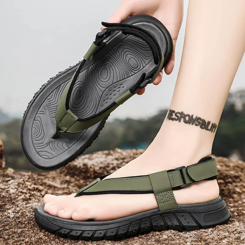 Summer men\'s casual breathable outdoor beach shoes flip flops waterproof anti slip comfort mesh sandals youth fashion slippers