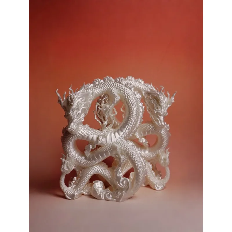 New Chinese silver dragon ornament 3D printing birthday housewarming Mid-Autumn Festival gift living room desktop entrance