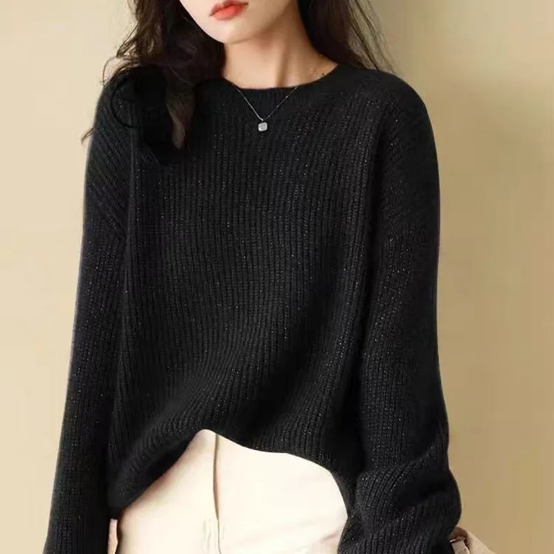 Otoño/Invierno 2025, nuevo suéter cómodo con aguja de lana Joker, Jersey de punto ceroso suave y cálido Simple