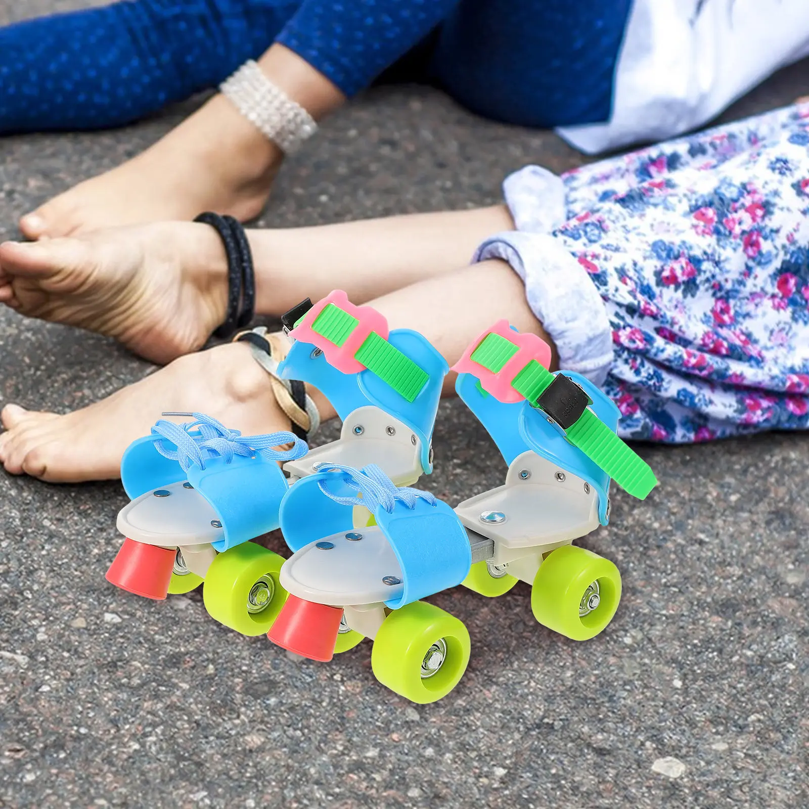 

1Pair Adjustable Four-Wheel Roller Skates Protective Comfortable Training Skate Shoes for Beginner Indoor Outdoor Skating