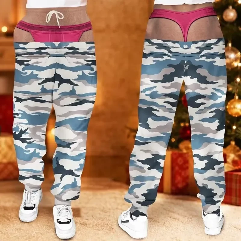 Male Trousers Men funny Christmas Halloween themed underwear with 3D printing visually illusory humorous personalized long