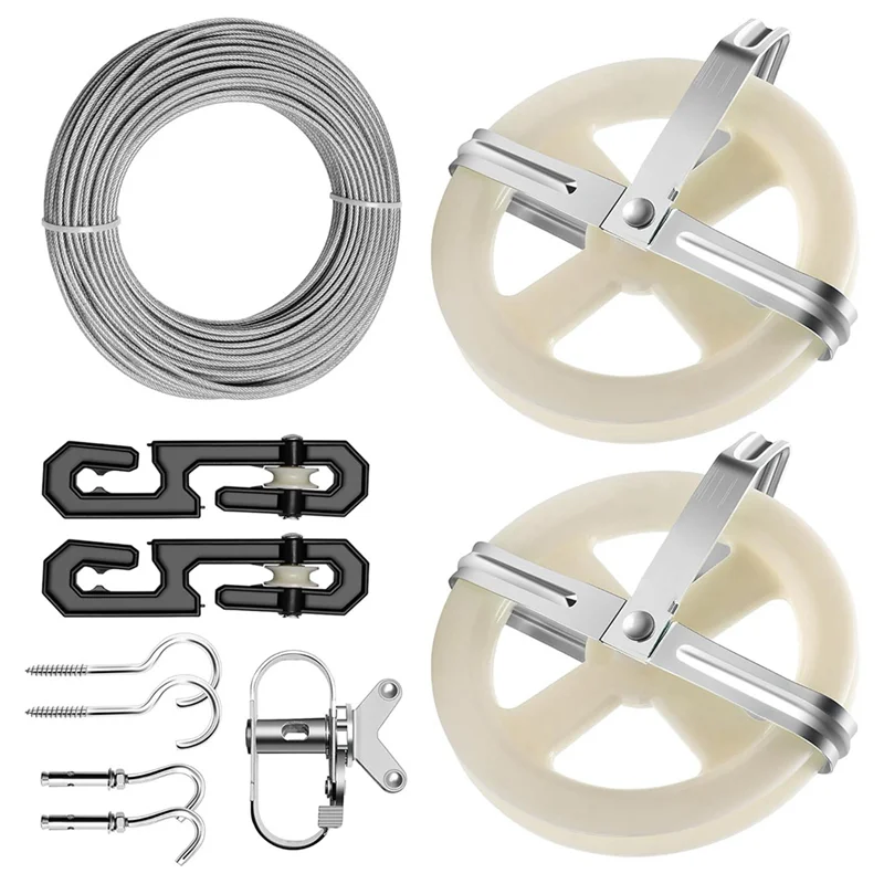 

ABWP-Wire Rope, 5-дюймовый шкив, разделитель S-образного типа, натяжитель, винт, крюк и расширительный винт, комплект для улицы белья