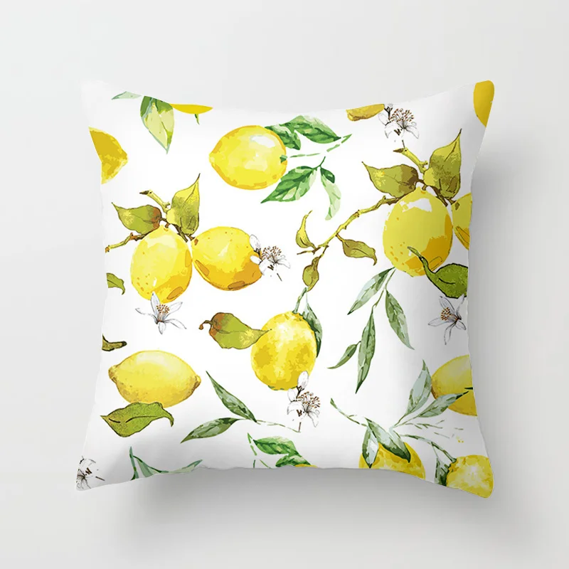 Home Decor Yellow Lemon Pattern Summer Cushion Cover Pillow Sofa Decorative