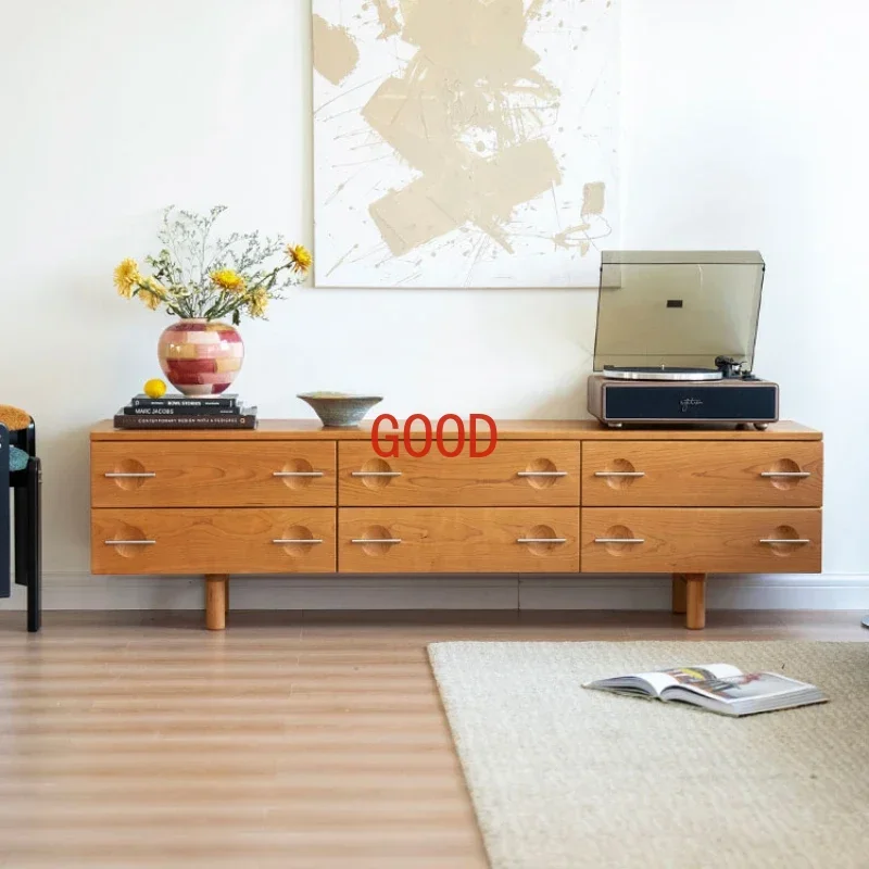 

TV Cabinet Living Room Home Nordic Cherrywood Storage Vintage Solid Wood Floor Cabinet