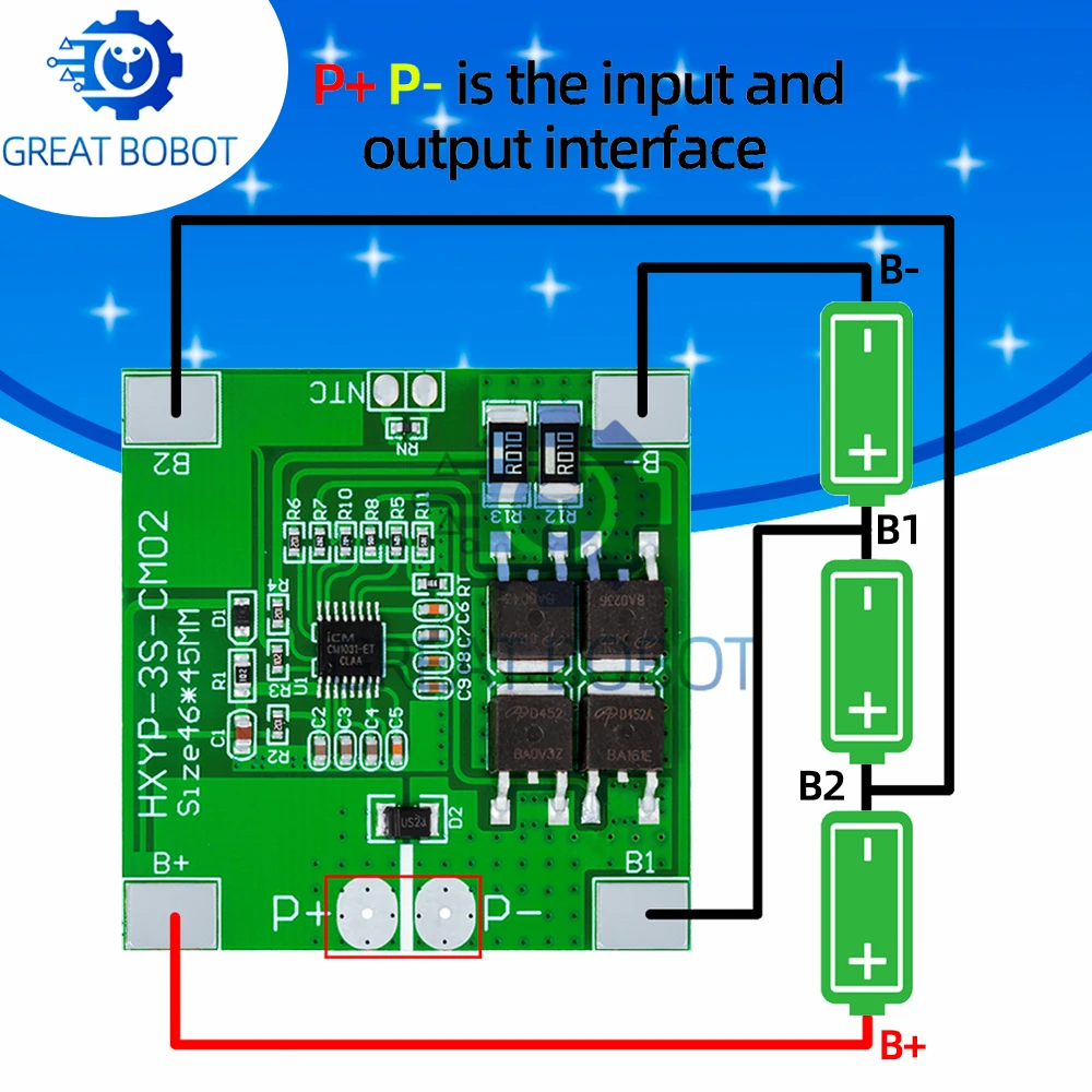3S 11.1V 12V 12.6V 18650 Lithium Battery Protection Board Anti Overcharge Over Discharge Current 14A Li-ion Lipo Pack BMS