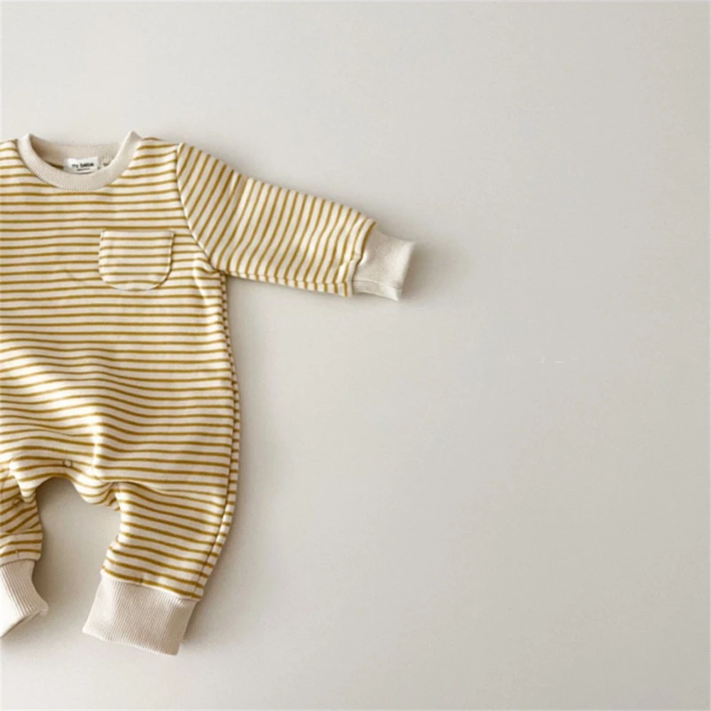 Newborn Baby Autumn Winter Clothes Infants Boys Girls Jumpsuit Comfortable Long Sleeve Stripes Rompers for Baby Girl 0-18 Month