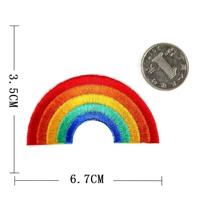 2PCS Rainbow Patch Stripes Badge Embroidery Applique Iron on Patches for Clothes Stickers Handmade DIY Apparel Sewing Supplies