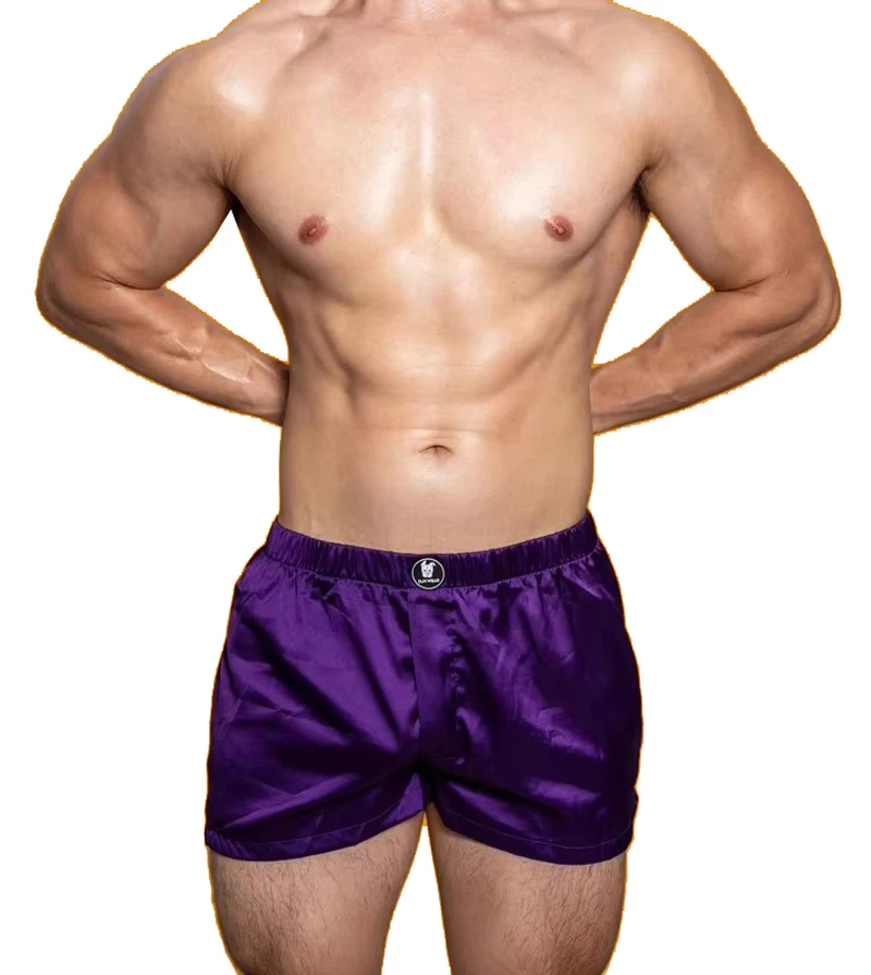 

Men's Underwear Solid Color Soft Smooth Silk Satin Boxer Pants Home Underpants