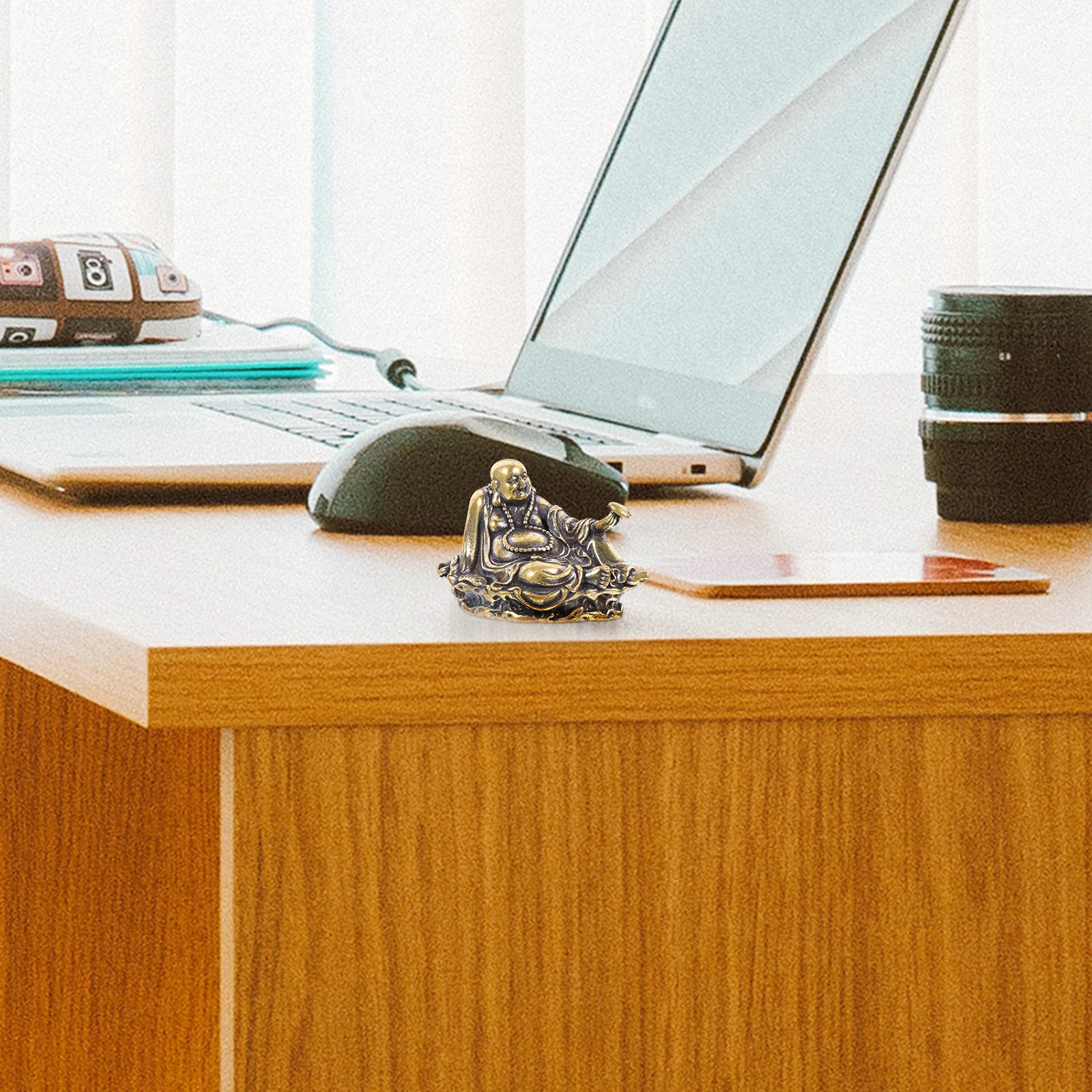 

1 Pcs Stylish Brass Buddha Figure Durable Blessing Statue Large Belly Buddha for Home and Desktop Decor