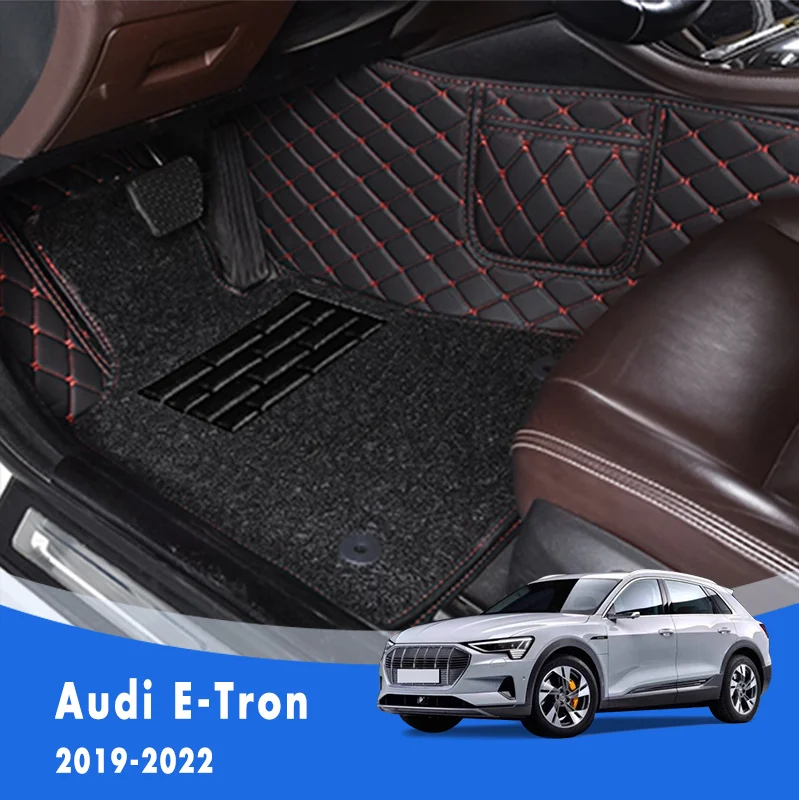 For Audi E-tron Etron 2022 2021 2020 2019 Luxury Double Layer Wire Loop Car Floor Mats Carpets Auto Accessory Waterproof