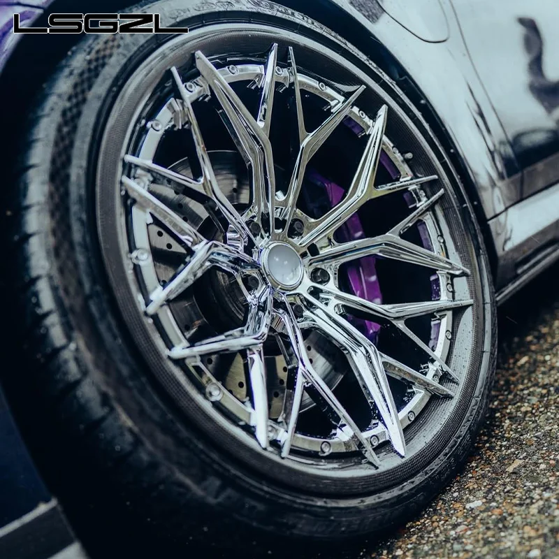 Custom Forged 2 Piece Wheels Carbon Fiber Chrome Wheels 17 18 19 20 21 22 23 24 Inch for BMW Audi Urus 5x114.3 5x112 5x120