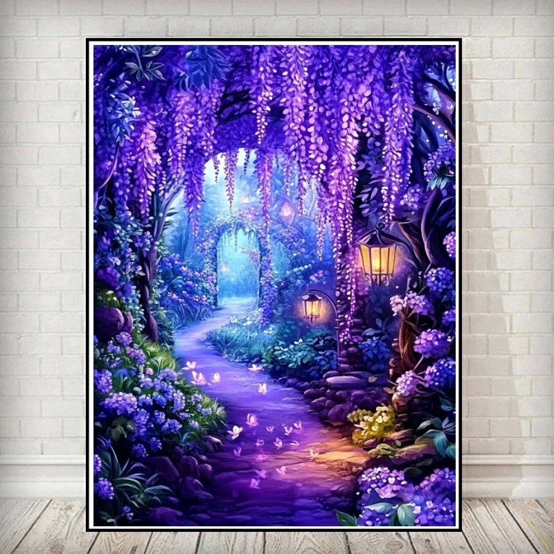 Fantasy Purple Secret Realm Diamond Painting Mosaik Street Stickerei Bild Strasssteine DIY mag Handwerksset Neujahrsgeschenk