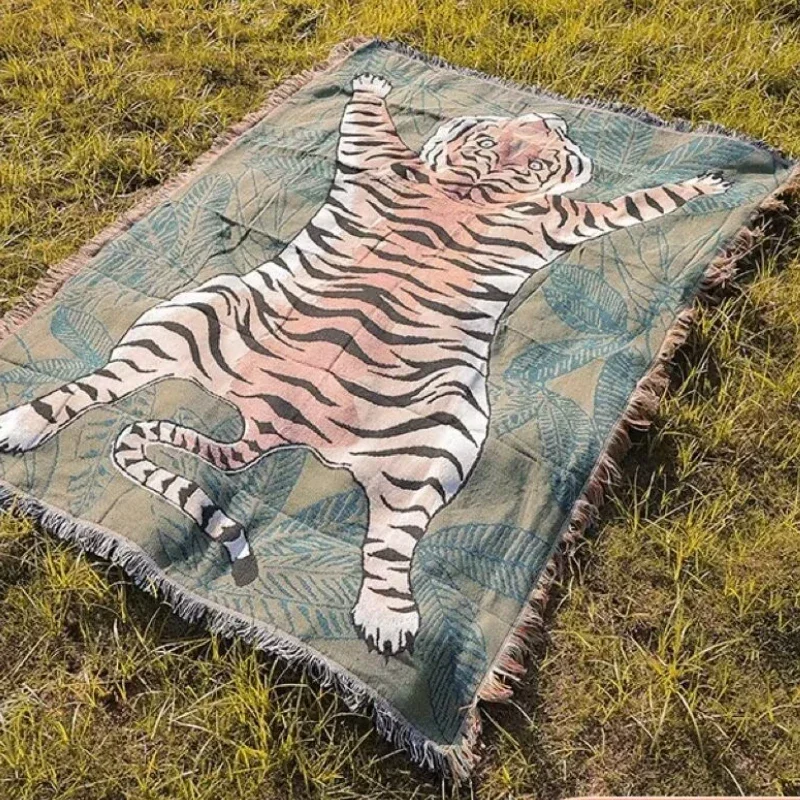 

Персонализированное креативное одеяло «Тигр», одеяло для украшения дивана, хлопковое одеяло для отдыха, гобелены, дорожное одеяло, одеяло для кемпинга
