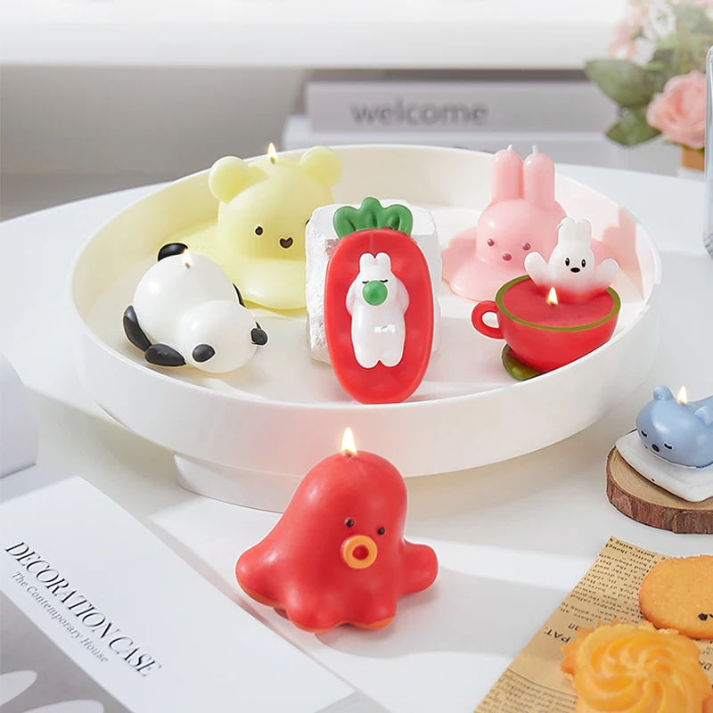 1Pc Bear & Rabbit Natural Soy Wax Cartoon Doll Scented Candles Smokeless Aromatherapy Candles Home Fragrance Decor
