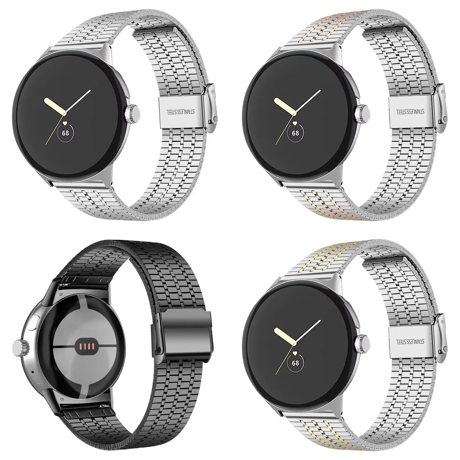 No Gaps Stainless Steel Strap For Google Pixel Watch 4 3 41mm 45mm Band Metal Bracelet For Google Pixel Watch 1 2 3 4 Wristband