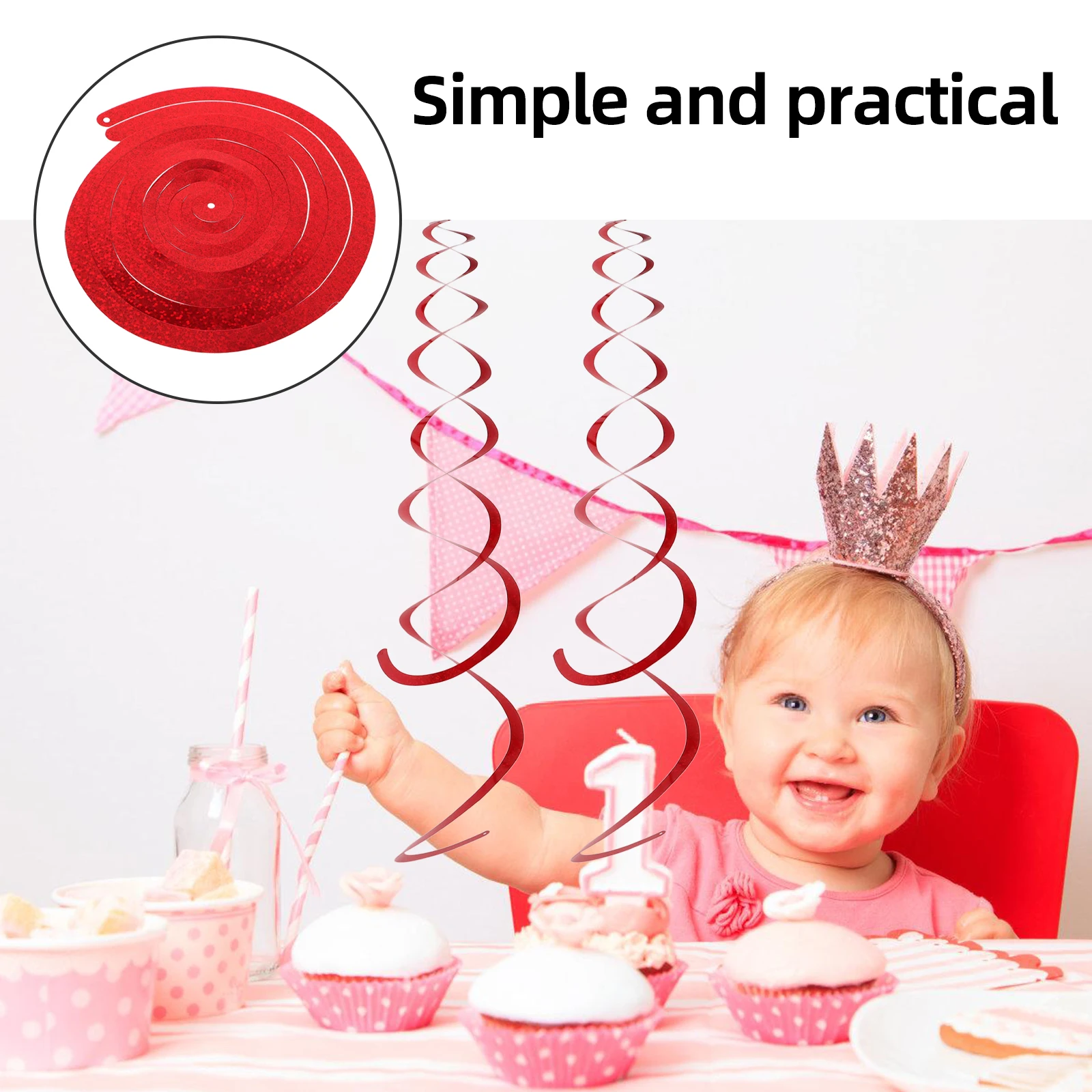 

6Pcs Party Decorations Streamer Hanging Swirls Foil Ceiling Decor for Birthday Wedding Baby Shower Spiral Festive Supplies