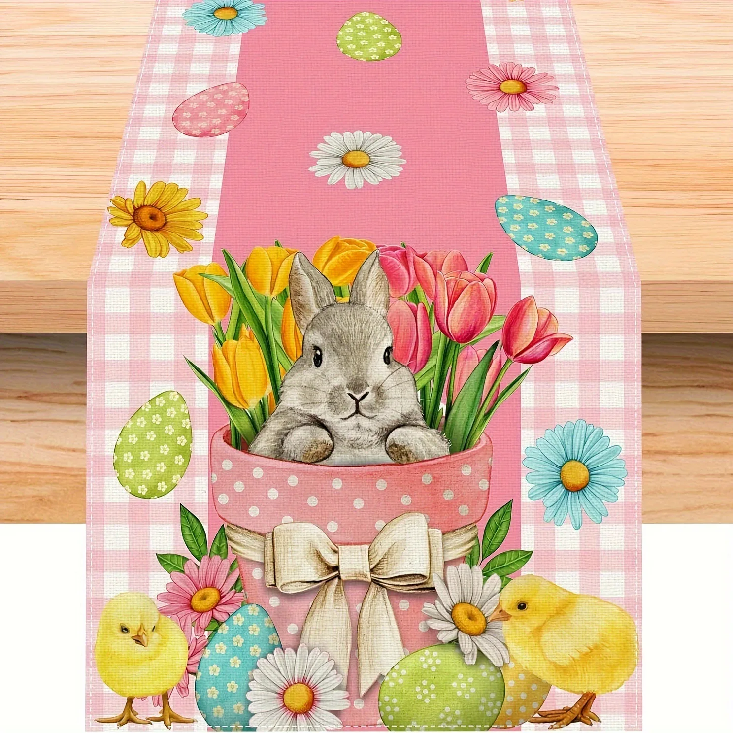 Easter Table Runner Table cover TableCloth Linen Easter Bunny Rabbit printed Table Runner Tablecover Easter party Decor supplies