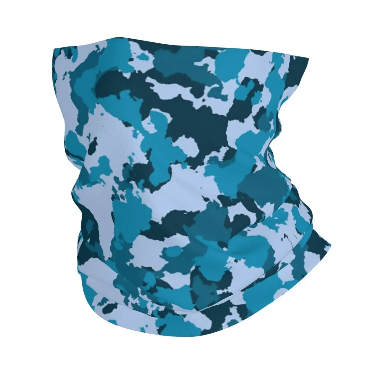 Blue Grey Camouflage Bandana Neck Cover Printed Magic Scarf Warm FaceMask Cycling Unisex Adult Breathable