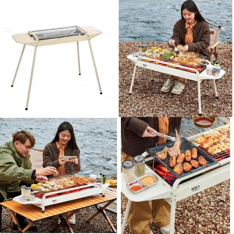 Portable Outdoor Camping Barbecue Grill with Net and Bag for Baking