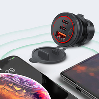 12V-24V Car Charger Socket 3 Ports PD Type C QC 3.0 Fast Charge Adapter Waterproof USB Outlet Car Charger for Car RV Marine