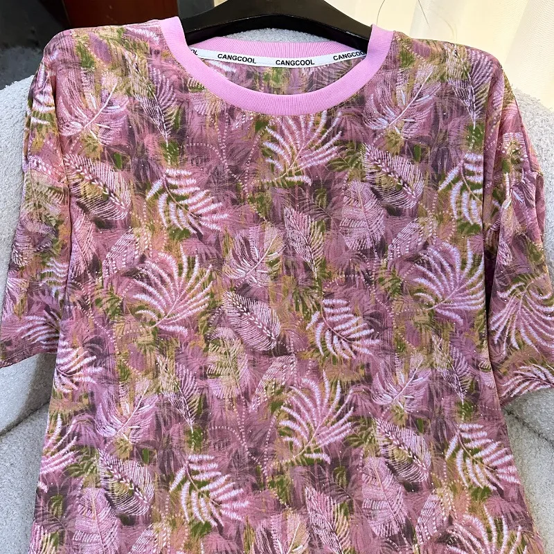 Design de moda tie-dye diamante brocas impressão de manga curta conjunto camiseta verão solto casual topo e shorts terno de duas peças feminino