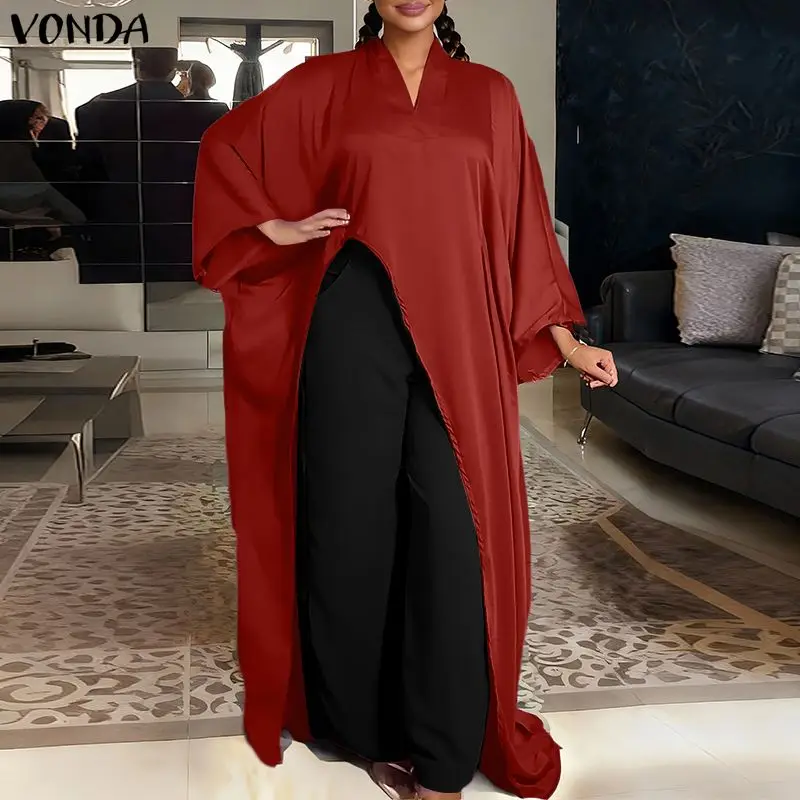 Plus Size 5XL VONDA Women Long Blouse 2026 Fashion Shirts Long Sleeve V-Neck Asymmetrical Tops Casual Elegant Streetwear Blusas image 2