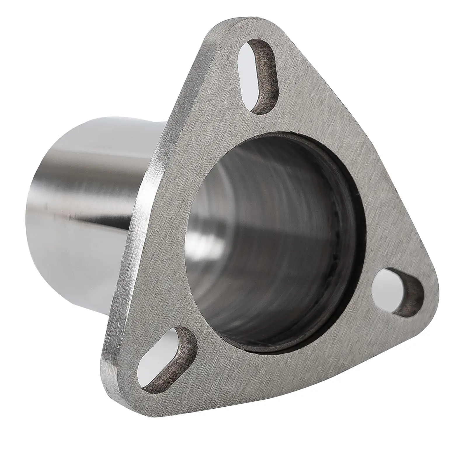 

T304 Stainless Steel 2.5 Inch OD Three-Bolt Triangular Flange Exhaust Converter Pipe Weld-On Repair Fitting